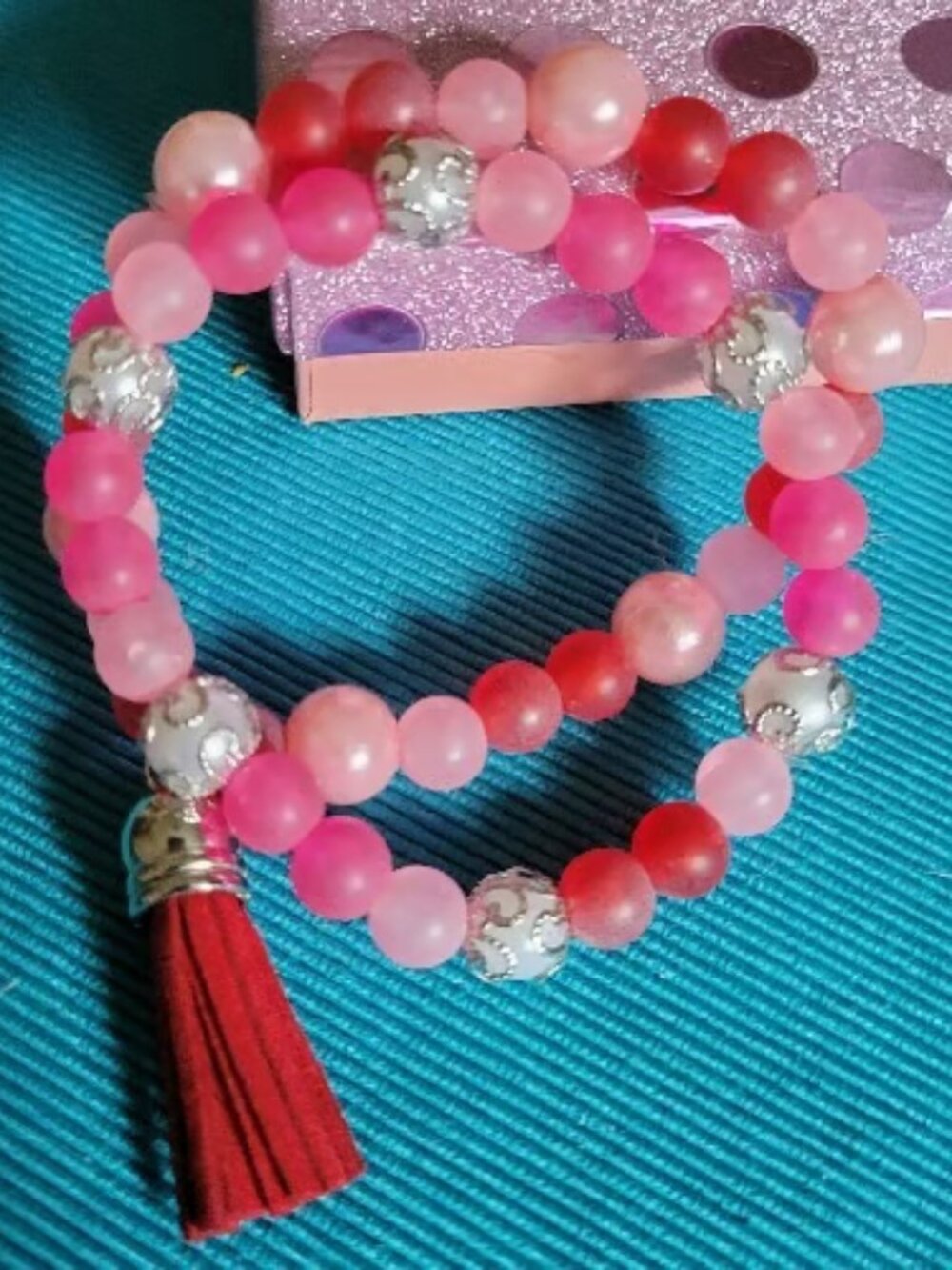 Multi-Pink and Silver Elastic Wrist Wrap Set